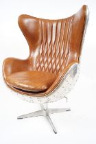 AVIATION STYLE CHROME & HIDE DESK CHAIR