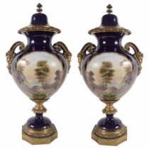 PAIR LARGE SEVRES URNS