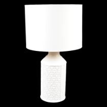 PAIR WHITE GLAZED CERAMIC TABLE LAMPS