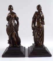 PAIR ANTIQUE BRONZE SCULPTURES