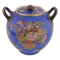 VICTORIAN JAPANNED JAR AND COVER