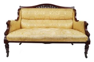 EDWARDIAN MAHOGANY & UPHOLSTERED SETTEE