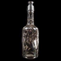 SILVER OVERLAY GLASS DECANTER