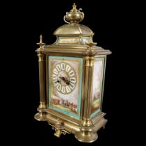 19TH-CENTURY FRENCH SEVRES AND BRASS MANTEL CLOCK