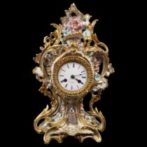 18TH-CENTURY LOUIS XV PORCELAIN CASED MANTEL CLOCK