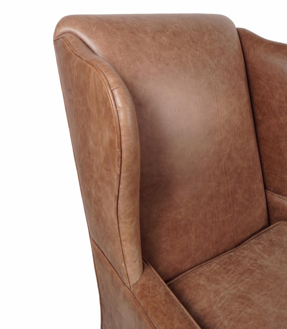 PAIR HIDE UPHOLSTERED WINGBACK ARMCHAIRS - Image 2 of 3
