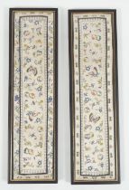 PAIR CHINESE QING SILK EMBROIDERIES