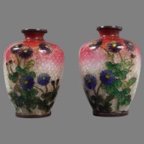 PAIR OF JAPANESE CLOISONNE ENAMELLED VASES