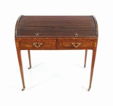 GEORGE III PERIOD SHERATON CYLINDER WRITING DESK