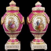 PAIR 19TH-CENTURY BERLIN PORCELAIN URNS