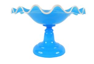 VICTORIAN BLUE GLASS TAZZA