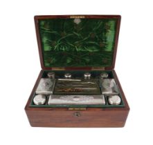 19TH-CENTURY ROSEWOOD CASED VANITY BOX