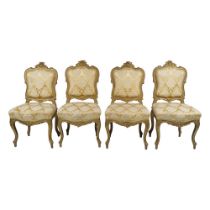 SET OF 4 19TH-CENTURY LOUIS XV STYLE GILT CHAIRS