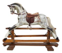 EDWARDIAN POLYCHROME WOODEN ROCKING HORSE