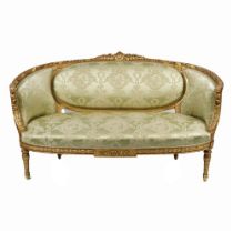 19TH-CENTURY LOUIS XVI GILT FRAMED SETTEE