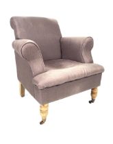 MODERN GRAY LINEN UPHOLSTERED ARMCHAIR