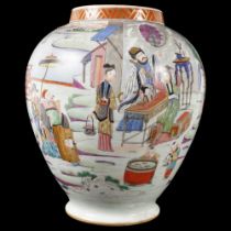 CHINESE QING POLYCHROME VASE OF OVOID SHAPE