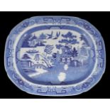 LARGE 19TH-CENTURY BLUE & WHITE MEAT PLATTER