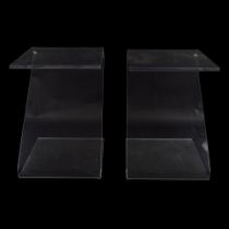 PAIR DESIGNER PLEXIGLASS LAMP TABLES