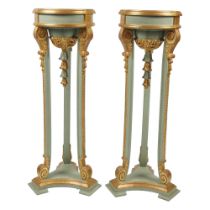 PR NEO-CLASSICAL PAINTED & PARCEL-GILT TORCHERES