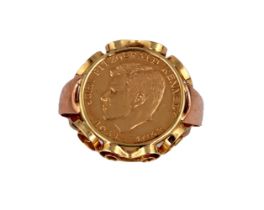 14 CARAT JFK GOLD COIN IN RING