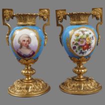 PAIR SEVRES ORMOLU MOUNTED VASES