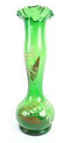 VICTORIAN BOHEMIAN GREEN GLASS VASE