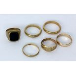 LOT VON 6 GOLDRINGEN 585/000 Gelbgold,