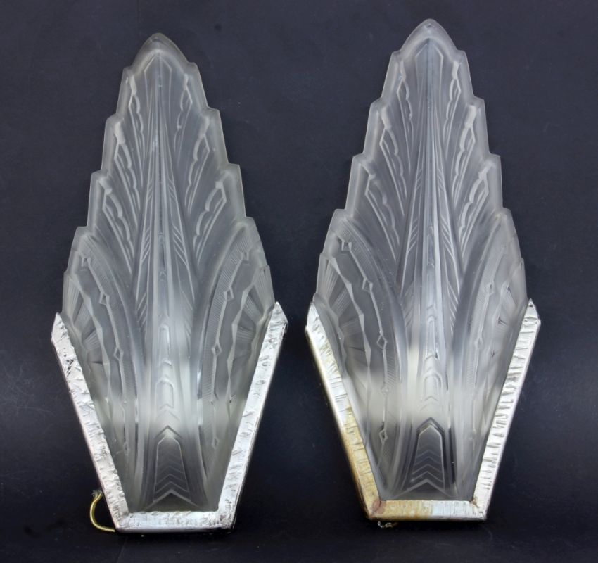 PAAR ART DECO WANDAPPLIKEN Verreries