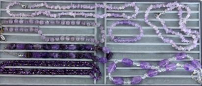 LOT VON 6 AMETHYST-HALSKETTEN und