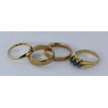 LOT VON 4 DAMENRINGEN 585/000 Gelbgold