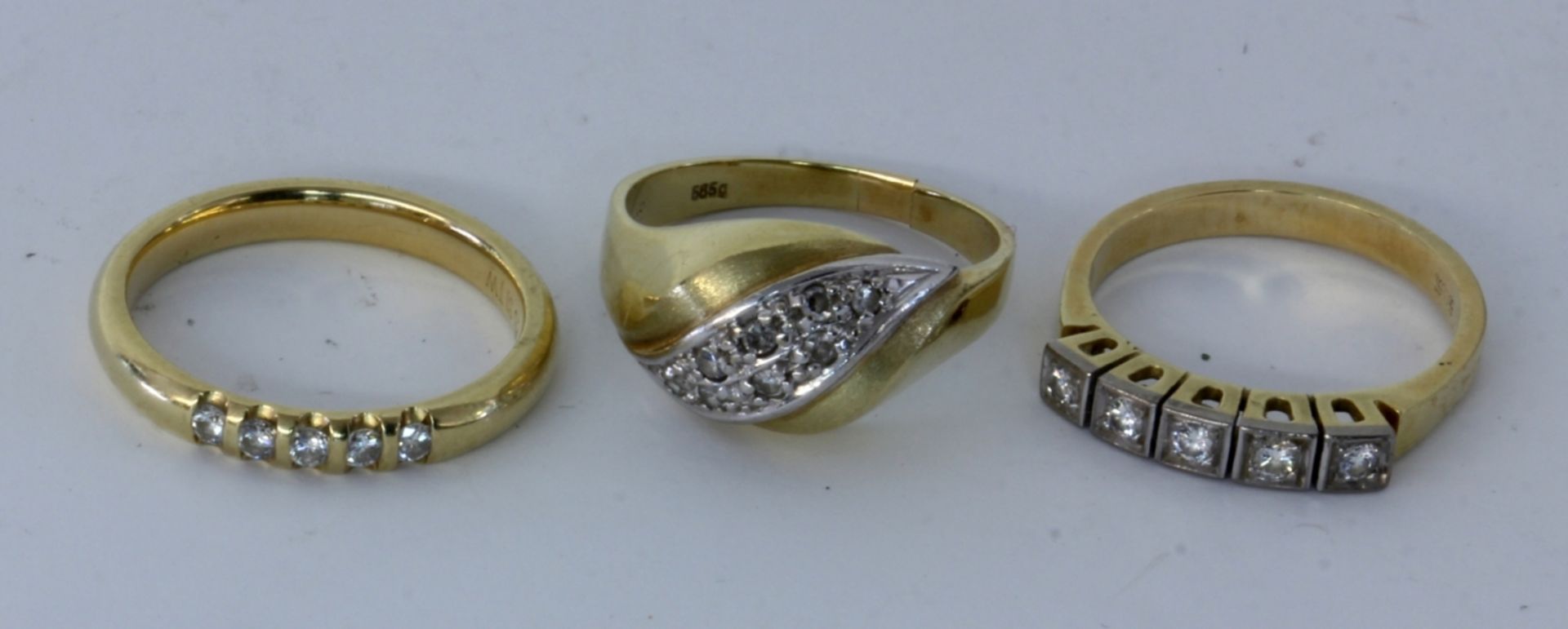 LOT VON 3 DAMENRINGEN 585/000 Gelbgold