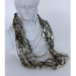 3-REIHIGES COLLIER Silber mit