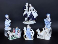 LOT VON 6 PORZELLANFIGUREN Polychrom