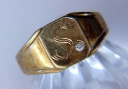 SIEGELRING "S" 585/000 Gelbgold mit