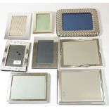 A collection of eight various silver plated and modern picture frames, largest 25cm