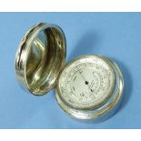 A J C Vickery silver cased pocket barometer/thermometer, London 1910
