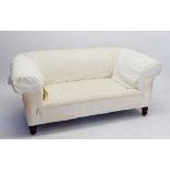 A Victorian small cream upholstered Chesterfield settee, length 150cm