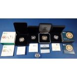 Royal Mint Issues Inc: silver Proof coins; single 1983 £1 Ensigns armorial, cased 2008 £1 Ensigns