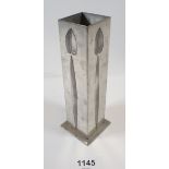A Charles Rennie Mackintosh pewter vase, 16cm