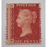 GB: QV LE 1d Lake Red, Plate 225, mint, SG 44 Cat £3,000.