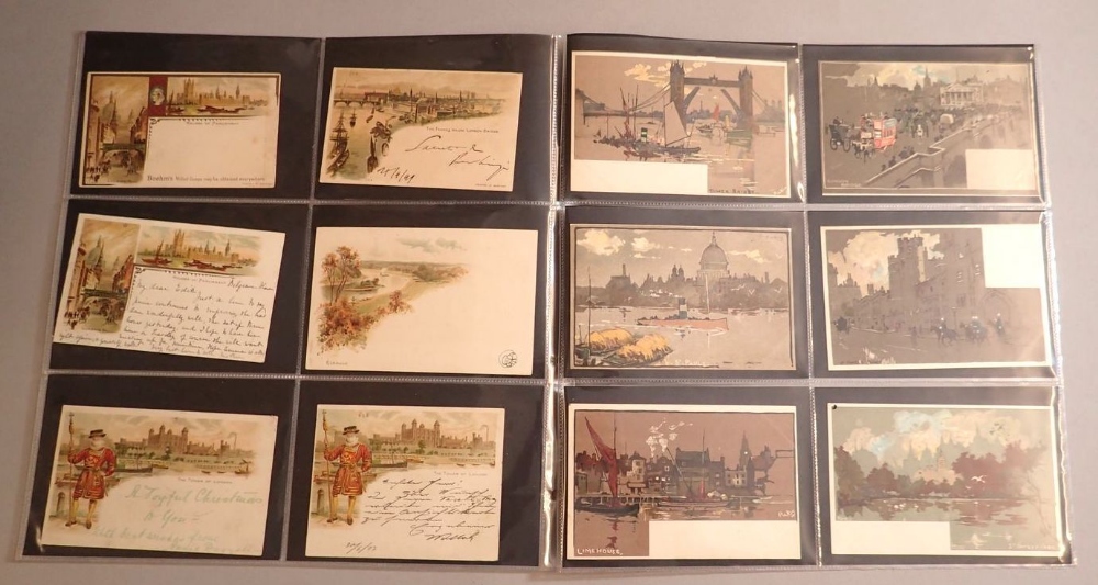 A collection of 48 London scene early postcards with undivided backs including Tower Bridge, Tower - Image 4 of 5