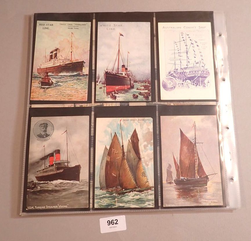 A collection of 83 shipping themed postcards including Red Star Line, White Star Line, London - Image 8 of 8