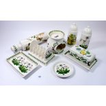 A Portmeirion group of items including butter dish, rolling pin, toast rack, pin dish, oil diffuser,