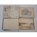 Two Victorian pencil sketch books, one from the Scottish Highlands, some pictures anotated