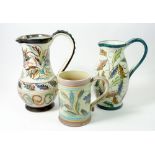 Two Denby Glenn Colledge jugs and a tankard