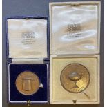 Two bronze competition medals by Elkington & Co Ltd in original boxes - Astor County Cup, 38 mm dia,
