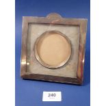 A square silver photograph frame with circular inset engraved 'Granny' 14.5cm square, Birmingham