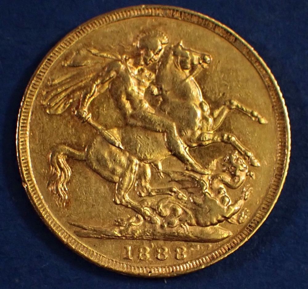 A gold sovereign Victorian 1888 Jubilee Bust, London Mint - Condition: Fine - Image 2 of 2