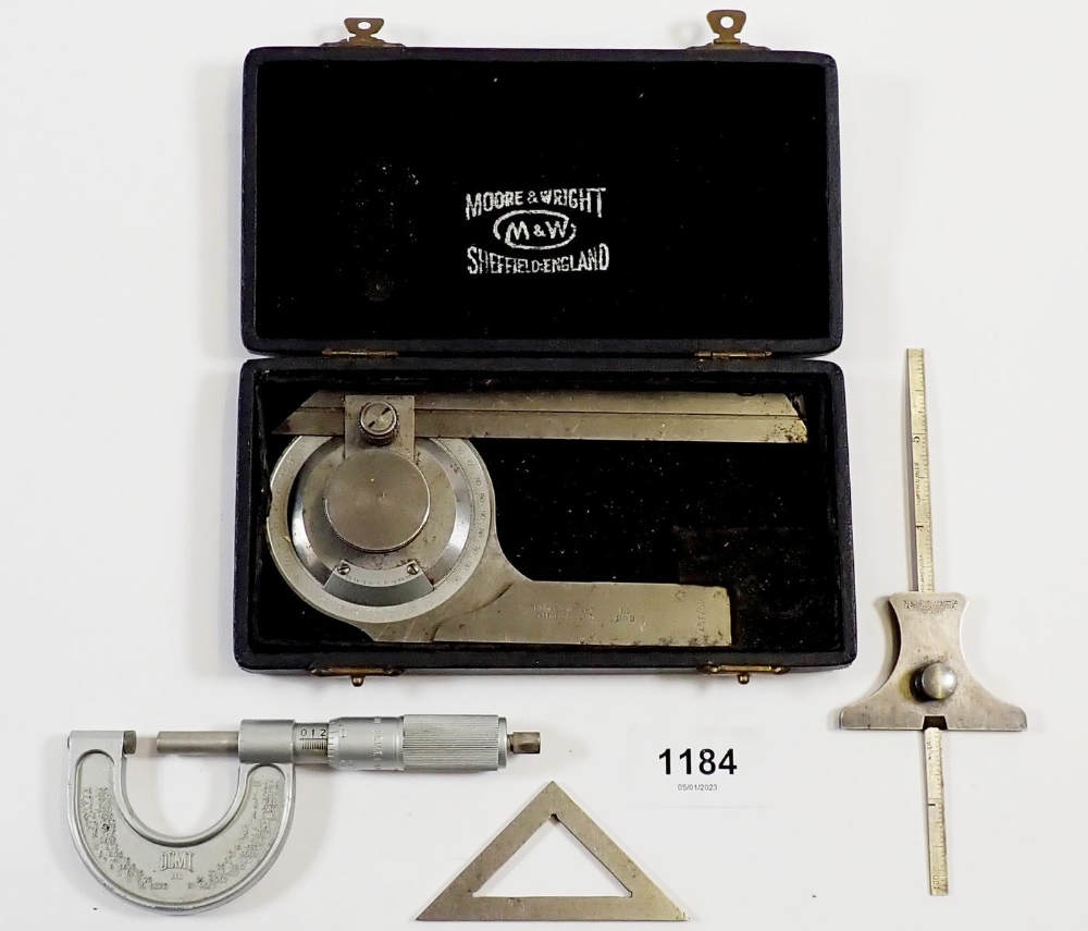 A Moore & Wright micrometer, cased